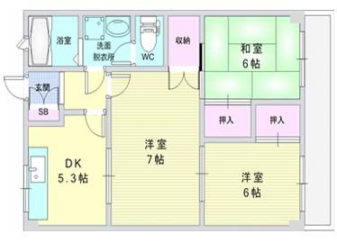 コーポ君が峰(3DK/1階)の間取り写真