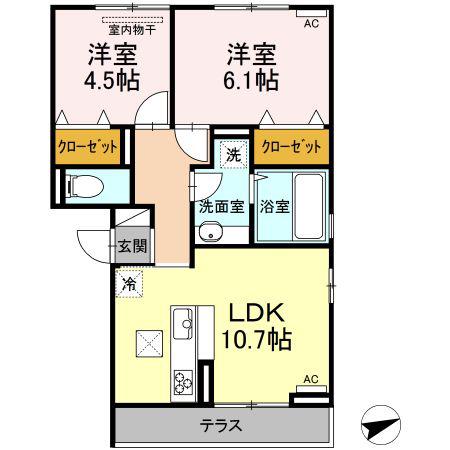 グランディオ(2LDK/1階)の間取り写真