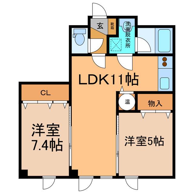 ラグ161W(2LDK/3階)の間取り写真