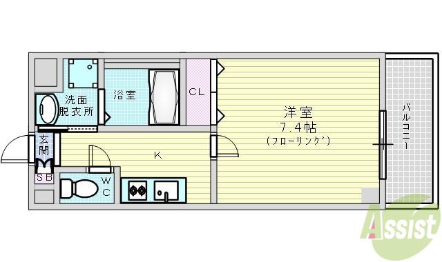 ロイヤルクイーンズパーク吹田片山町(1K/5階)の間取り写真
