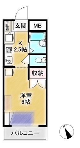 メゾンドブランシュ(1K/4階)の間取り写真