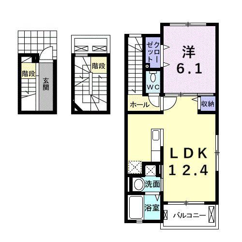 エレガントII(1LDK/3階)の間取り写真