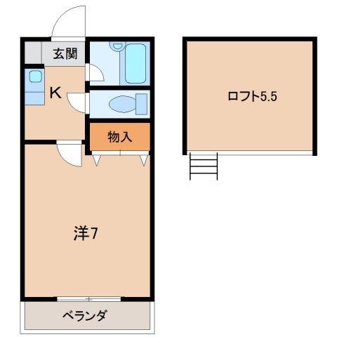 コーポラスM(1K/2階)の間取り写真