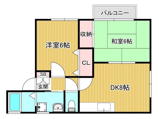 ルミエールSHIMAMURA(2DK/1階)の間取り写真