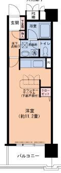 UR 武庫川1(ワンルーム/12階)の間取り写真