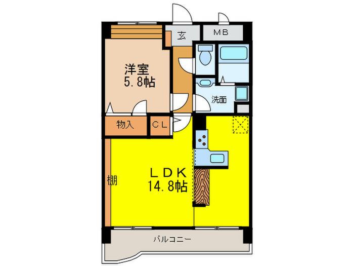 プリーマ(1LDK/7階)の間取り写真