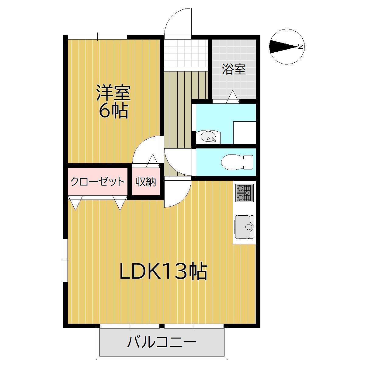 フォブール翔(1LDK/1階)の間取り写真
