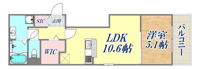 CORTE BREEZA御影(1LDK/3階)の間取り写真