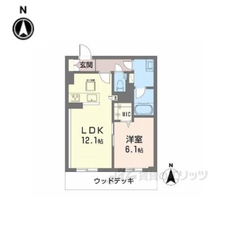 シャーメゾンカルム光月(1LDK/1階)の間取り写真