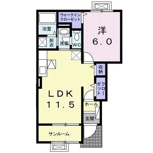 モリーニ・F(1LDK/1階)の間取り写真