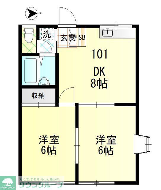 エステートピア能見台(2DK/1階)の間取り写真