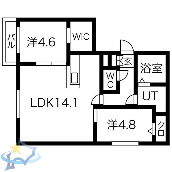 PECHE山鼻C(2LDK/2階)の間取り写真