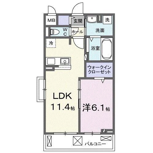 カステッロ マルノ(1LDK/2階)の間取り写真