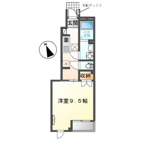 水口町新城アパート2(1K/1階)の間取り写真