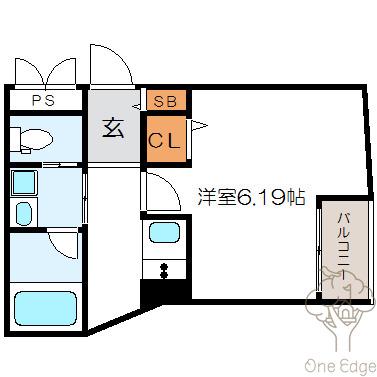 LUXE菅栄町(1K/1階)の間取り写真