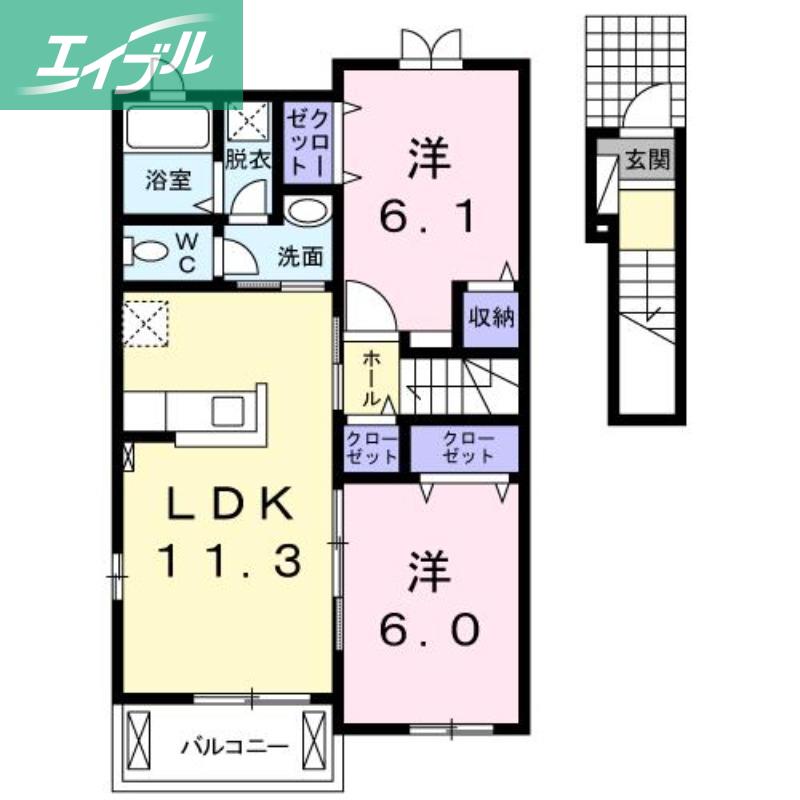 ひまわり(2LDK/2階)の間取り写真