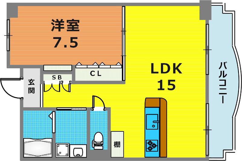 グリーンハイツ諏訪山(1LDK/4階)の間取り写真