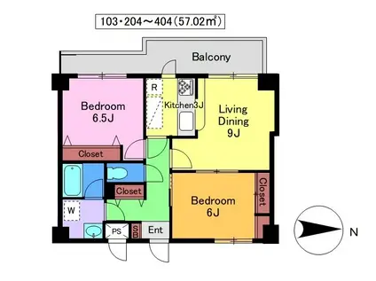 アルカディア・1(2LDK/4階)の間取り写真