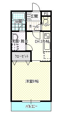 レジデンスYMII(1K/2階)の間取り写真