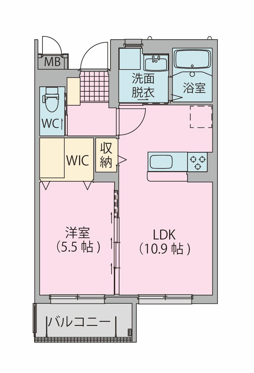 リヴェール(1LDK/1階)の間取り写真