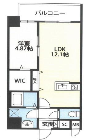 パーフェクトライフ真法院(1LDK/6階)の間取り写真