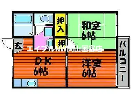 フレグランス衣笠(2DK/2階)の間取り写真