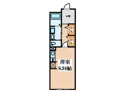 キャルムコート忍ケ丘(ワンルーム/1階)の間取り写真