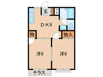 コスモスハイツI(2DK/1階)の間取り写真