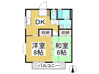 シャトレすみれ(2DK/2階)の間取り写真