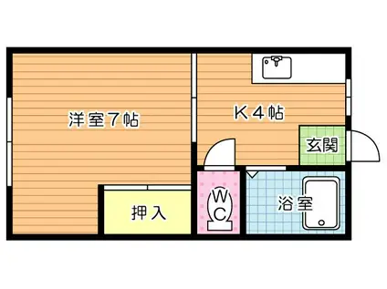 ヤングハイツアイリス(1K/2階)の間取り写真