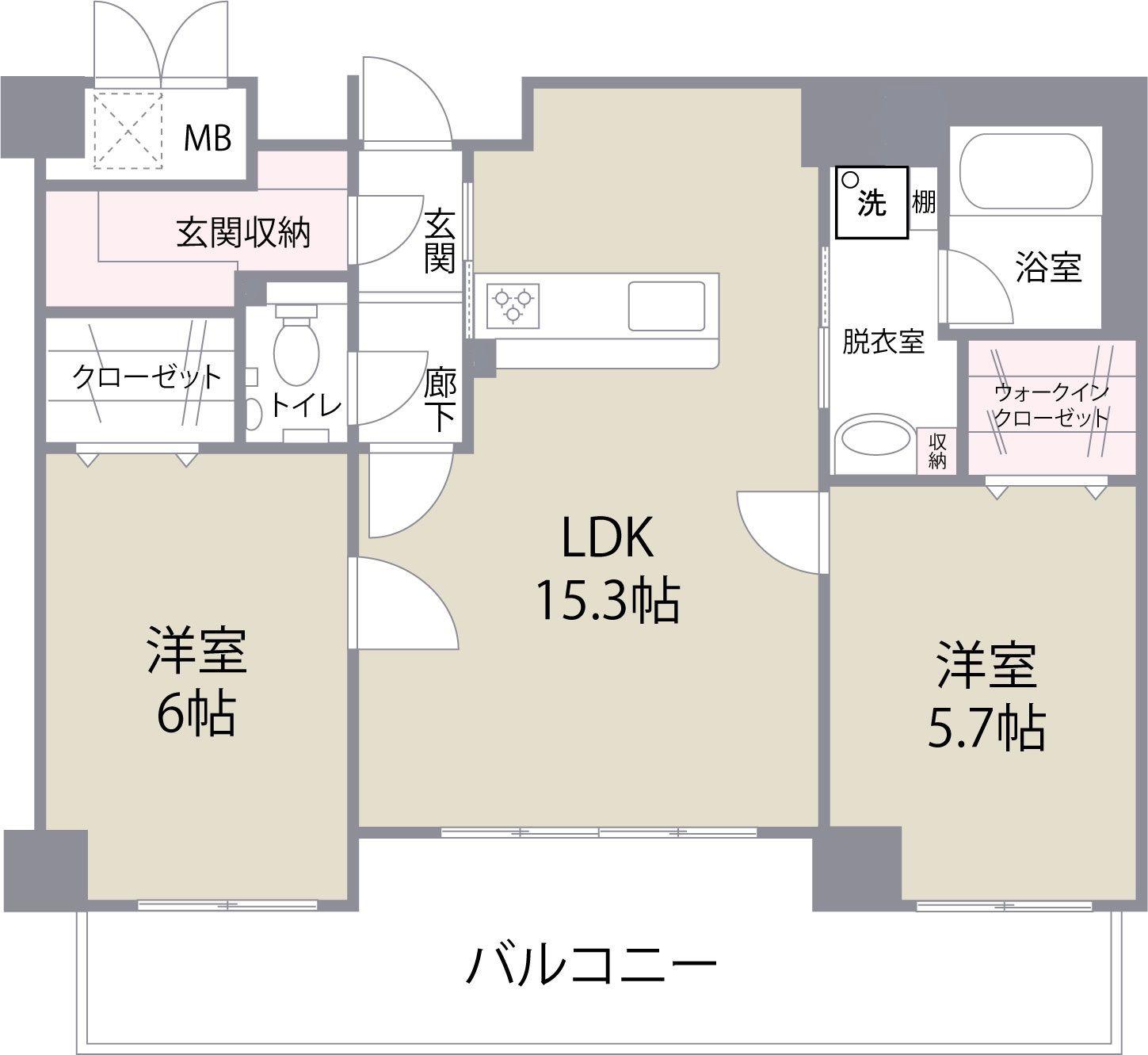 エイチス高宮(2LDK/4階)の間取り写真