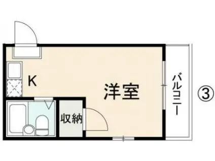 コート松福II(1K/1階)の間取り写真