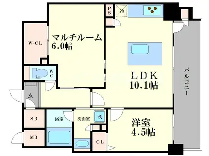 エステムプラザ南船場レジスタ(2LDK/8階)の間取り写真