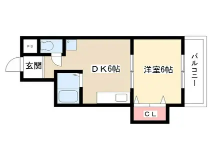 第五名昭ビル(1DK/3階)の間取り写真