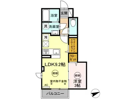 アモリール西牟田(1LDK/1階)の間取り写真