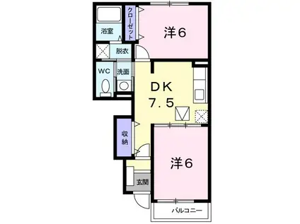 サニーレジデンスT(2DK/1階)の間取り写真