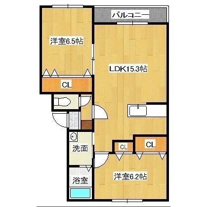 ル・シャルールレジェII(2LDK/1階)の間取り写真