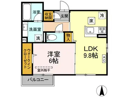 D-ROOMコサコ(1LDK/1階)の間取り写真