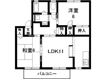 セジュール横須賀 A棟(2LDK/2階)の間取り写真