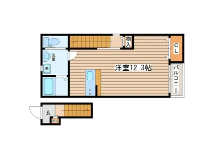 オリーブ1番館(ワンルーム/2階)の間取り写真