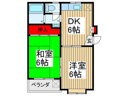 サンドール飯倉(2DK/2階)の間取り写真