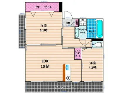 西鉄天神大牟田線 雑餉隈駅 徒歩13分 3階建 築4年(2LDK/1階)の間取り写真