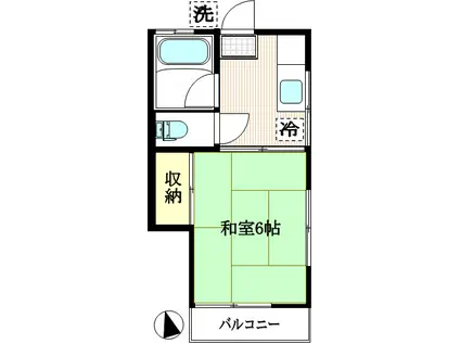 シャトルS(1K/2階)の間取り写真