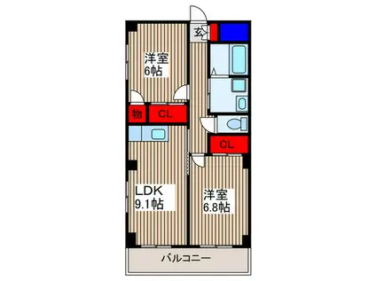 ローレル川口元郷(2LDK/2階)の間取り写真