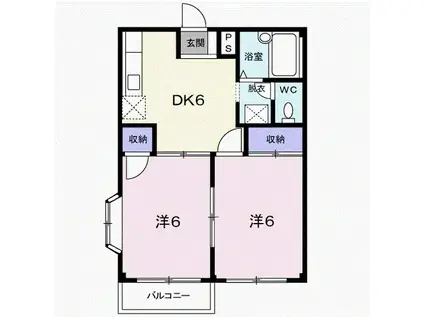 エルディム磯崎(2DK/2階)の間取り写真