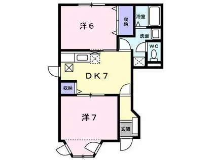 ピュアドリームI(2DK/1階)の間取り写真