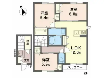 アーク・プラザ弐番館(3LDK/2階)の間取り写真