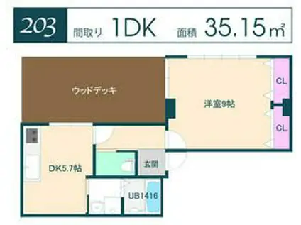 GRANDMAISON NISHIMACHI(1DK/2階)の間取り写真