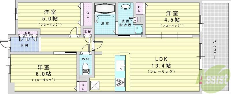 エスリード箕面船場阪大前(3LDK/10階)の間取り写真