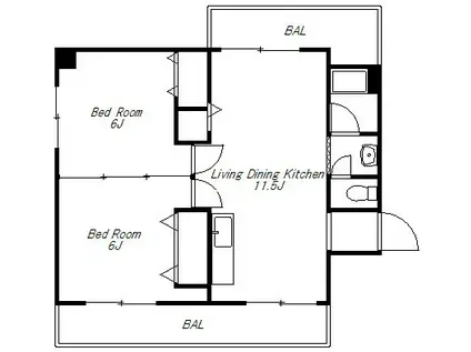 コーポ森本(2LDK/5階)の間取り写真